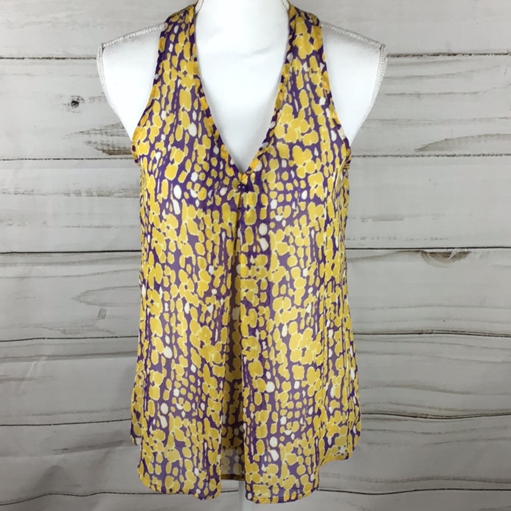 NWT purple and gold LSU Sheer sleeveless Top Sz M